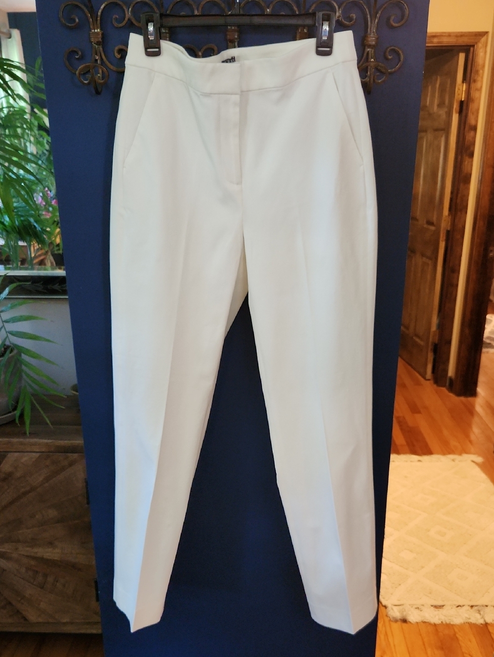 J. Crew Women's Cream 31" Inseam Tailored Straight-Leg Trousers